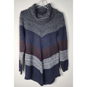 Fortune+Ivy Womens Medium Cowl Neck Chevron Knit Pullover Tunic Sweater
